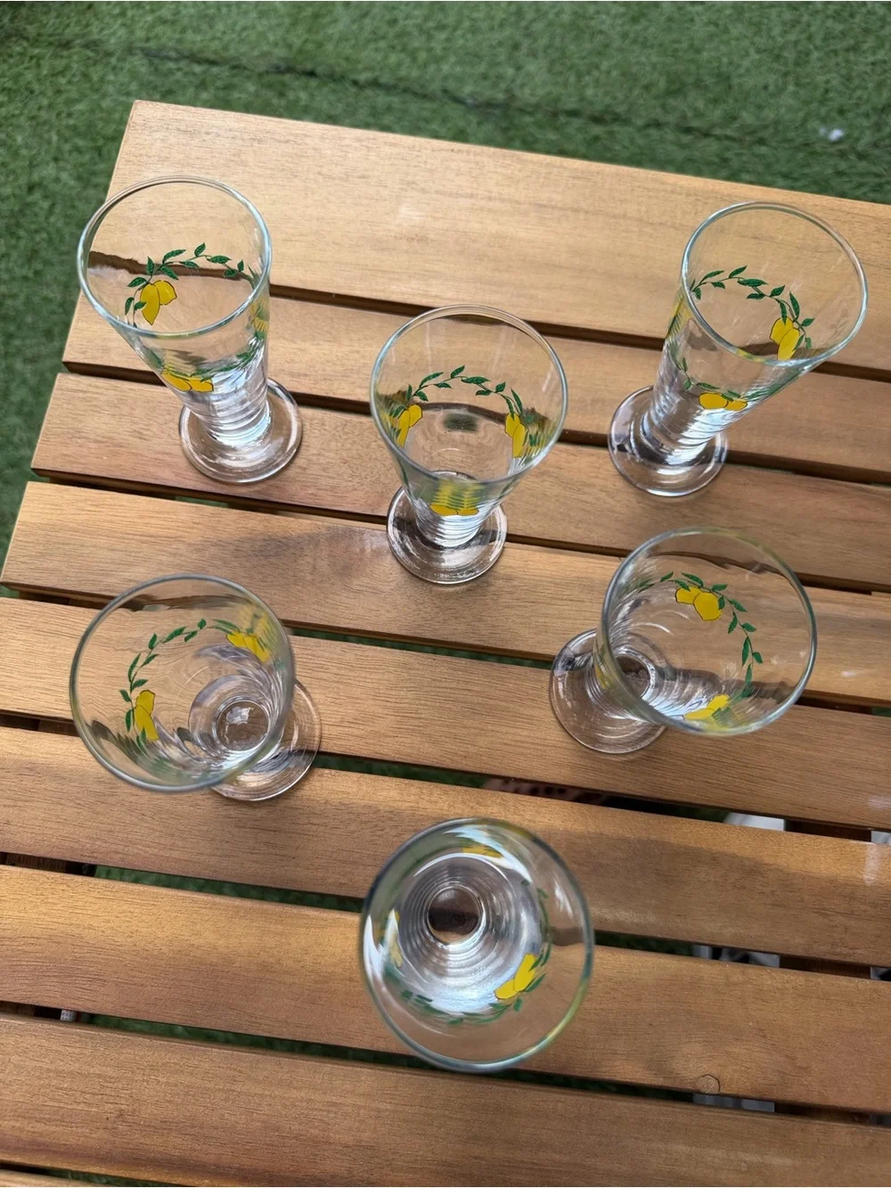 Lemon Vintage Cottage Kitchen Limoncello Shot Glasses Set of 6 Cordial Aperitif